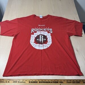 Houston Rockets 2009‎ Teams Rooster Playoffs Gildan Shirt 2XL 100% Cotton Y2K